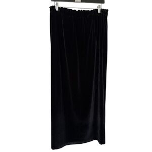 Babu Vintage Black Velvet Maxi Skirt Elastic Waist Made in Canada Large XL